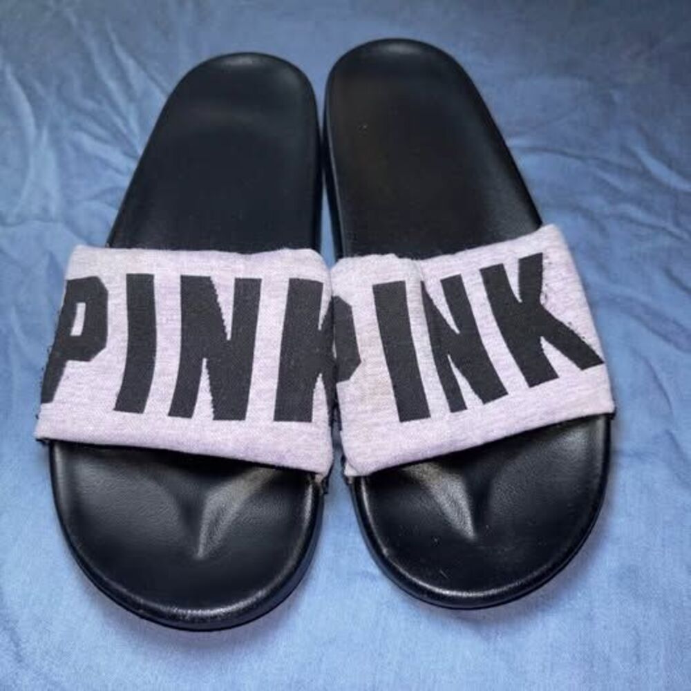 Victoria's Secret PINK purple slipper slides women's S (6) loungewear comfy